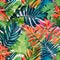 1555 Tropical Watercolor Leaves: A tropical and watercolor-inspired background featuring watercolor leaves in vibrant and lush c