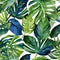 1555 Tropical Watercolor Leaves: A tropical and watercolor-inspired background featuring watercolor leaves in vibrant and lush c