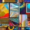 1568 Abstract Digital Art Collage: A creative and eclectic background featuring abstract digital art collage with a mix of textu