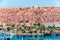 16/11/2018 Aswan, Egypt, view of the panorama of the city from the mountain of the west coast of the Nile