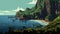 16-bit Art Scene: Lowlands Of Na Pali Coast In Hawaii