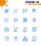 16 Blue Set of corona virus epidemic icons. such as bacteria, scan, hospital sign, germs, bacteria