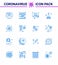 16 Blue viral Virus corona icon pack such as science, atom, eye, test, lab