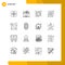 16 Creative Icons Modern Signs and Symbols of fork, system update, around, system, arrows