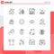 16 Creative Icons Modern Signs and Symbols of map, best team, computer, profile, business