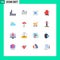 16 Creative Icons Modern Signs and Symbols of umbrella, snowy, direction, cloud, glove