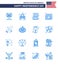 16 Creative USA Icons Modern Independence Signs and 4th July Symbols of day; calendar; usa; american; presidents