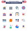 16 Creative USA Icons Modern Independence Signs and 4th July Symbols of day; instrument; american; drum; dollar