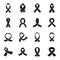 16 different awareness ribbon icons. Symbols of health care