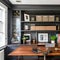 16 An eclectic, vintage-inspired home office with a mix of open and closed storage, a vintage wooden desk, and a mix of antique