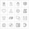 16 Editable Vector Line Icons and Modern Symbols of heart, teaching, ribbon, mathematics, snowman