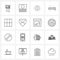 16 Editable Vector Line Icons and Modern Symbols of love, layout, Chinese new year, grid, wood