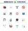 16 Flat Color Coronavirus disease and prevention vector icon coronavirus, virus, n, security, bacteria