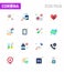 16 Flat Color coronavirus epidemic icon pack suck as care, love, infected, heart, restaurant