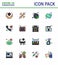 16 Flat Color Filled Line Set of corona virus epidemic icons. such as call, doctor, virus, consult, hand soap