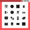 16 Icon Pack Solid Style Glyph Symbols on White Background. Simple Signs for general designing