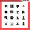 16 Icon Pack Solid Style Glyph Symbols on White Background. Simple Signs for general designing