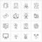 16 Interface Line Icon Set of modern symbols on courier, food, avatar, drink, breakfast