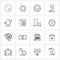 16 Interface Line Icon Set of modern symbols on nail, beauty, user interface, light, bulb