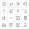 16 Interface Line Icon Set of modern symbols on open, png, wedding, image, emoji