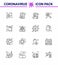 16 Line Set of corona virus epidemic icons. such as germs, bacteria, list, paper, medicine