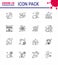 16 Line viral Virus corona icon pack such as banned, shop, hand, closed, medical