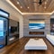 16 A modern beach house living room with a white sectional, natural wood accents, and ocean-inspired decor5, Generative AI