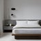 16 A modern, monochromatic bedroom with a platform bed, white linens, and minimalist decor2, Generative AI