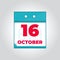 16 october Flat vector daily calendar icon
