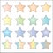 16 pastel vibrant solid colored star vector icon set on white background. Easter, holiday and, birthday concepts.