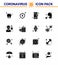 16 Solid Glyph Black Coronavirus Covid19 Icon pack such as head, sick, online, illness, covid