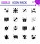 16 Solid Glyph Black Coronavirus disease and prevention vector icon reports, medical electronics, virus, medical room, bed