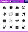 16 Solid Glyph Black coronavirus epidemic icon pack suck as travel, washing, secure, medical, protect