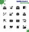 16 Solid Glyph Black Set of corona virus epidemic icons. such as germs, safety, virus, tissue, cleaning