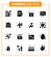 16 Solid Glyph Black Set of corona virus epidemic icons. such as reports, medical electronics, insurance, medicine, medical