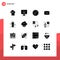 16 Solid Glyph concept for Websites Mobile and Apps radiation, heart, attach, love, pin