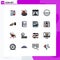 16 Thematic Vector Flat Color Filled Lines and Editable Symbols of share, alms, internet, tablet, password