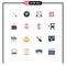 16 Thematic Vector Flat Colors and Editable Symbols of documents, business, sound, briefcase, signs