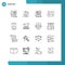 16 Thematic Vector Outlines and Editable Symbols of mobile application, application, document, arrow, messages