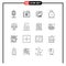16 Thematic Vector Outlines and Editable Symbols of time, paper, security, marketing, business