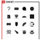 16 Thematic Vector Solid Glyphs and Editable Symbols of attachment, emots, pin, affection, ui