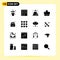 16 Thematic Vector Solid Glyphs and Editable Symbols of attachment, fashion, rank, bag, love