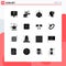 16 Thematic Vector Solid Glyphs and Editable Symbols of barbecue, human, internet, head, brain