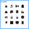 16 Thematic Vector Solid Glyphs and Editable Symbols of building, remove, right, recycle, delete