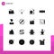 16 Thematic Vector Solid Glyphs and Editable Symbols of business, hipster, wedding, bowtie, make up brush