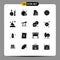 16 Thematic Vector Solid Glyphs and Editable Symbols of circle, goal, accumulation, target, calculator