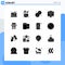 16 Thematic Vector Solid Glyphs and Editable Symbols of desk, chair, cookies, server, digital