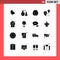16 Thematic Vector Solid Glyphs and Editable Symbols of focus, shipping, eggs, map, destination