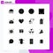 16 Thematic Vector Solid Glyphs and Editable Symbols of furniture, port, ui, network, ethernet