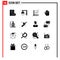 16 Thematic Vector Solid Glyphs and Editable Symbols of gift, hand, sport, stop, experience